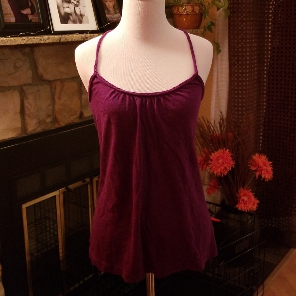 Plum tank top with crisscross back